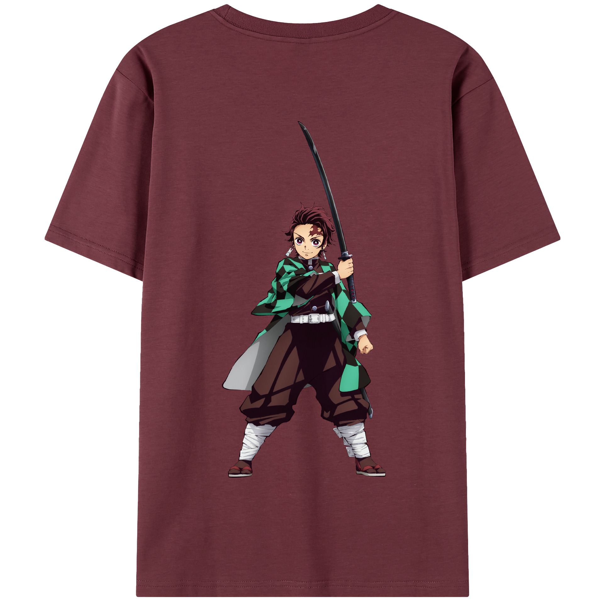 （画像用） 鬼滅の刃 竈門 炭治郎／かまど たんじろう Kamado Tanjirou 綿100％半袖Tシャツ（背面プリント）